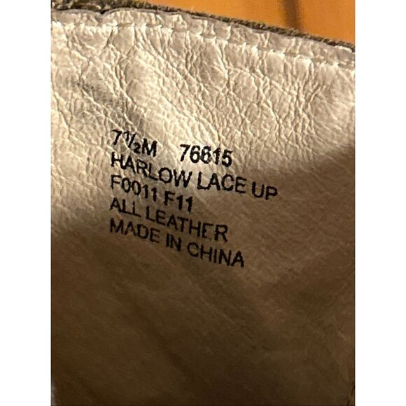 FRYE Sz 7.5M Harlow Distressed Brown Leather Laces Heeled Ankle Boots - Picture 10 of 11